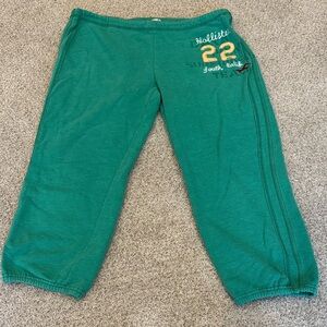 Hollister Green Sweatpants with Yellow Embroidery
